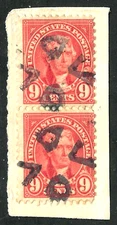 Fancy Cancel Pair 9 Cent Regular Issue 1923 US 89B52