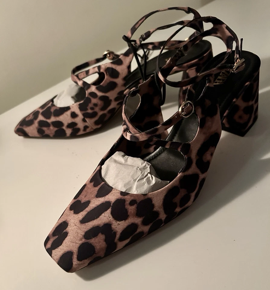 BNWT ZARA Leopard Animal Print Slingback Shoes Size 6/39 - Image 3 of 4