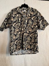 Pierre Cardin Mens L Hawaiian 6 Button Up Short Sleeves Collared 100 Cotton