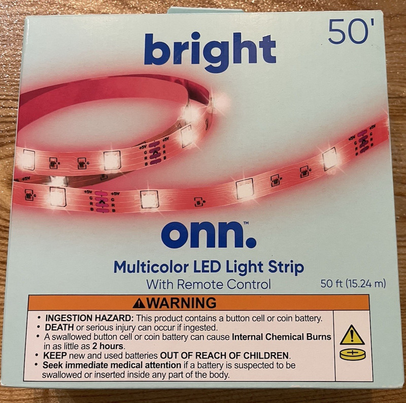 BRIGHT ONN - Multicolor LED Light Strip - w/ Remote 50 Feet   New In Box