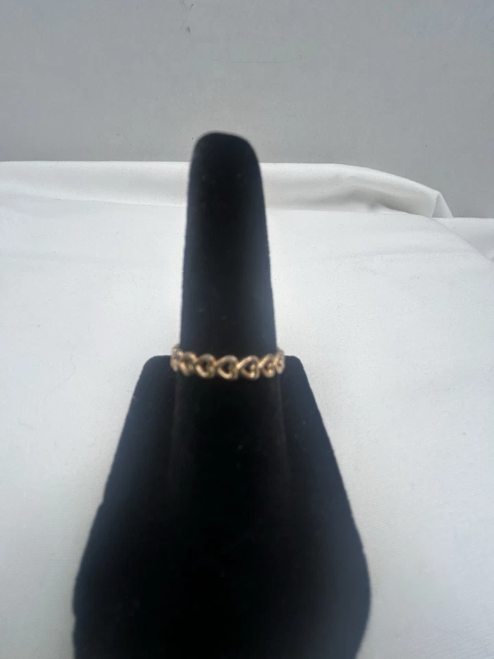 Genuine Pandora 14K Gold Plated Linked Love Stackable Ring Open Hearts Size 4 - Image 2 of 4