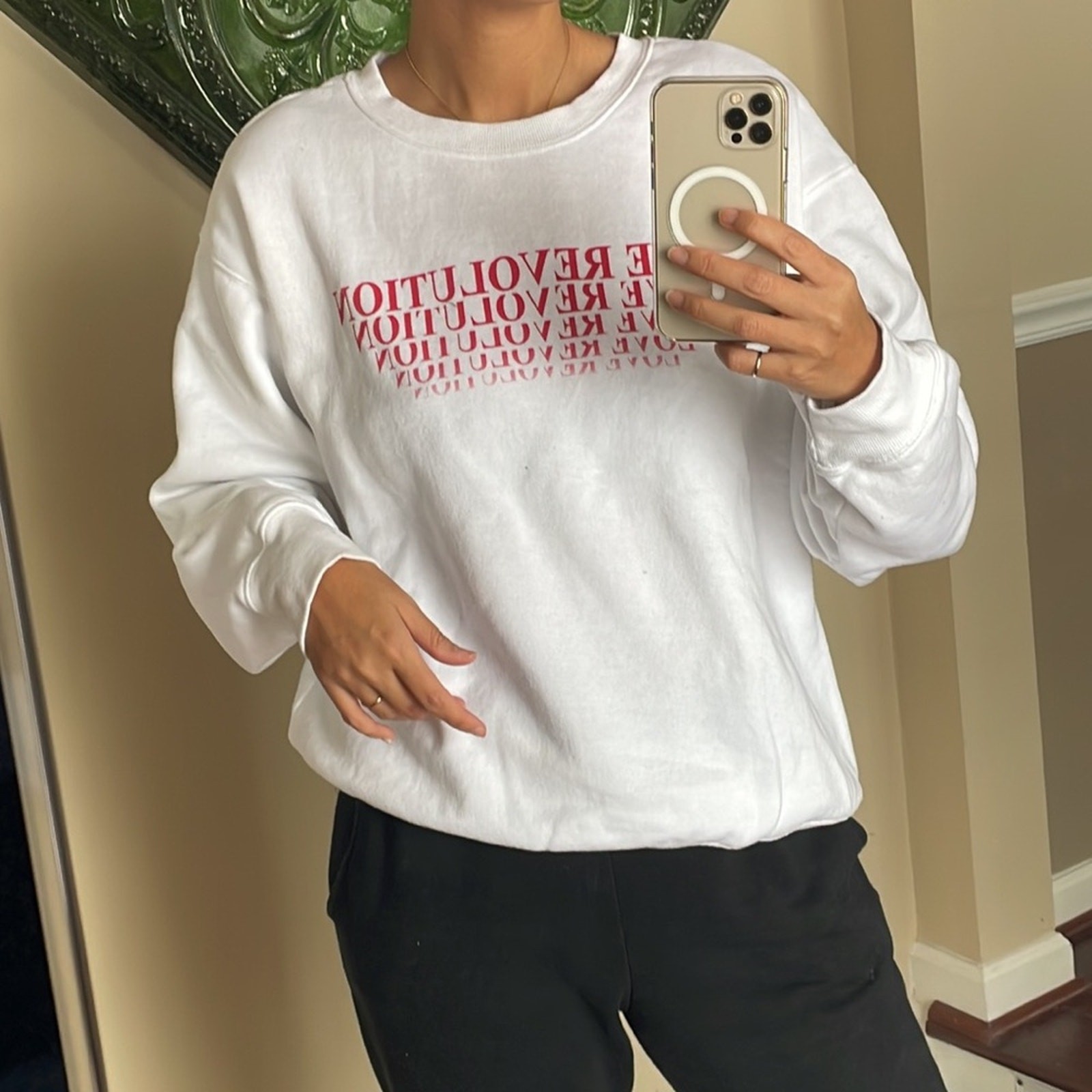 Forever 21 White Basic Love Revolution Pullover S… - image 3