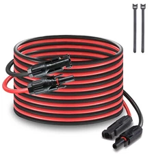 MHPOWOS 20Ft 14 AWG Solar Panel Extension Cable Solar Wire Connectors Black Red