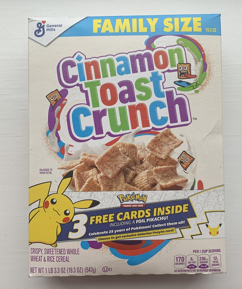 Cinnamon Toast Crunch Cereal - Pokmon 25th Anniversary Pikachu 3 card  Sealed