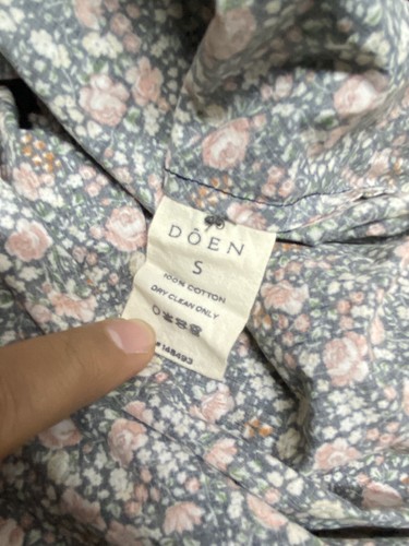 Doen Women Rose Black Petit Jardin Floral Printed Cotton Blouse Tunic Top S - Picture 9 of 11
