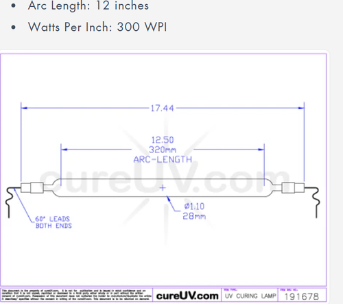 Hapa UV Curing Lamp Bulb 1991002015 HA 199-10-02-015 [RSOF] - Picture 7 of 7