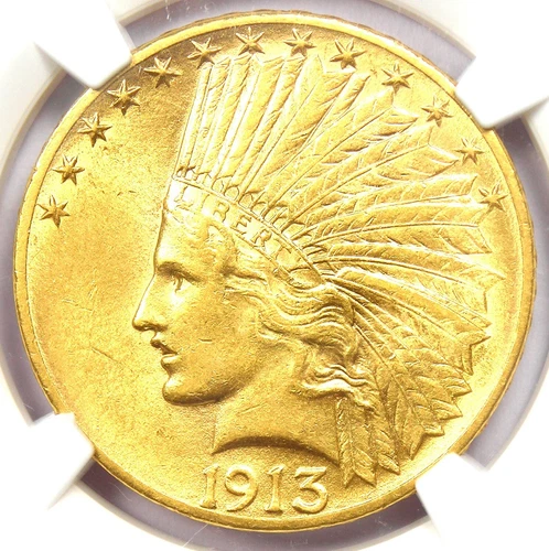 1913-S Indian Gold Eagle $10 Coin - Certified NGC AU58 - Rare San Francisco Coin