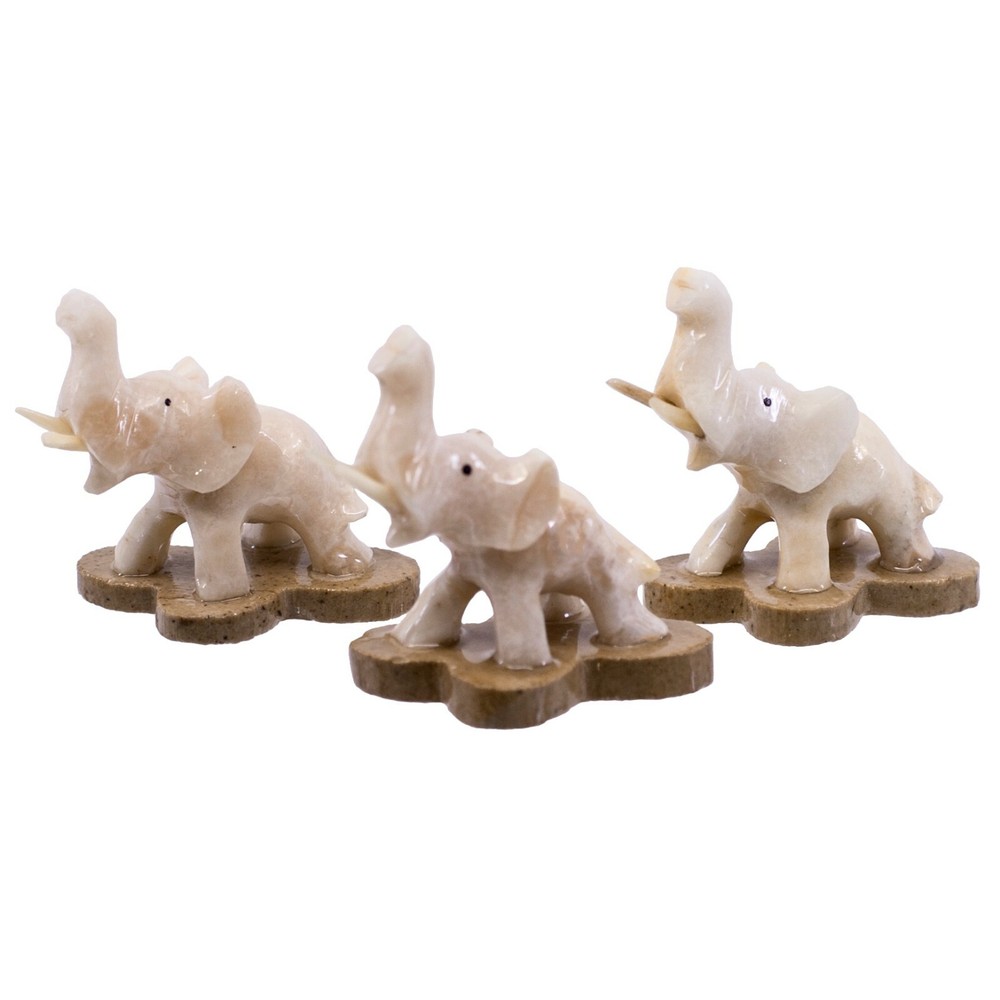 One Unique Hand Carved Opaque White Marble Stone Elephant Figurine Carving 2