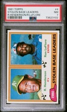 1981 Topps Stolen Base Leaders Rickey Henderson Ron LaFlore #4 PSA 7.