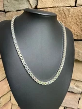 Vintage Sterling Silver Box Link Necklace Artisan Handcrafted