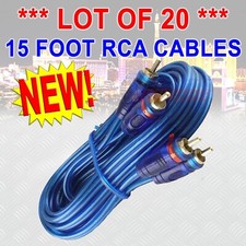 LOT OF 20 15 FT RCA WIRE BLUE GOLD 2 CHANNEL CAR HOME AUDIO INTERCONNECTS