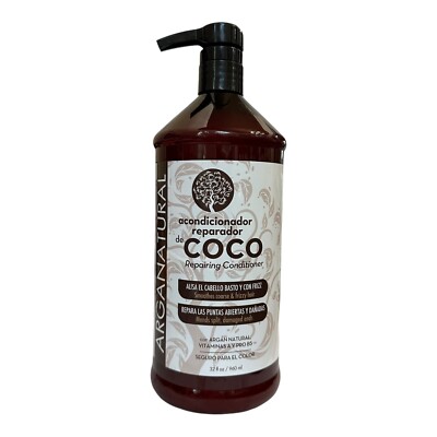 Arganatural Repairing Coconut Conditioner Smoothes Course Frizzy Hair 32 oz HTF