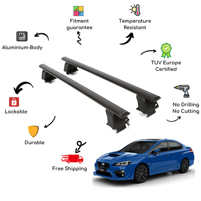 Bare Roof Rack Cross Bars Set for SUBARU WRX STI 4 Door 17-Up Black