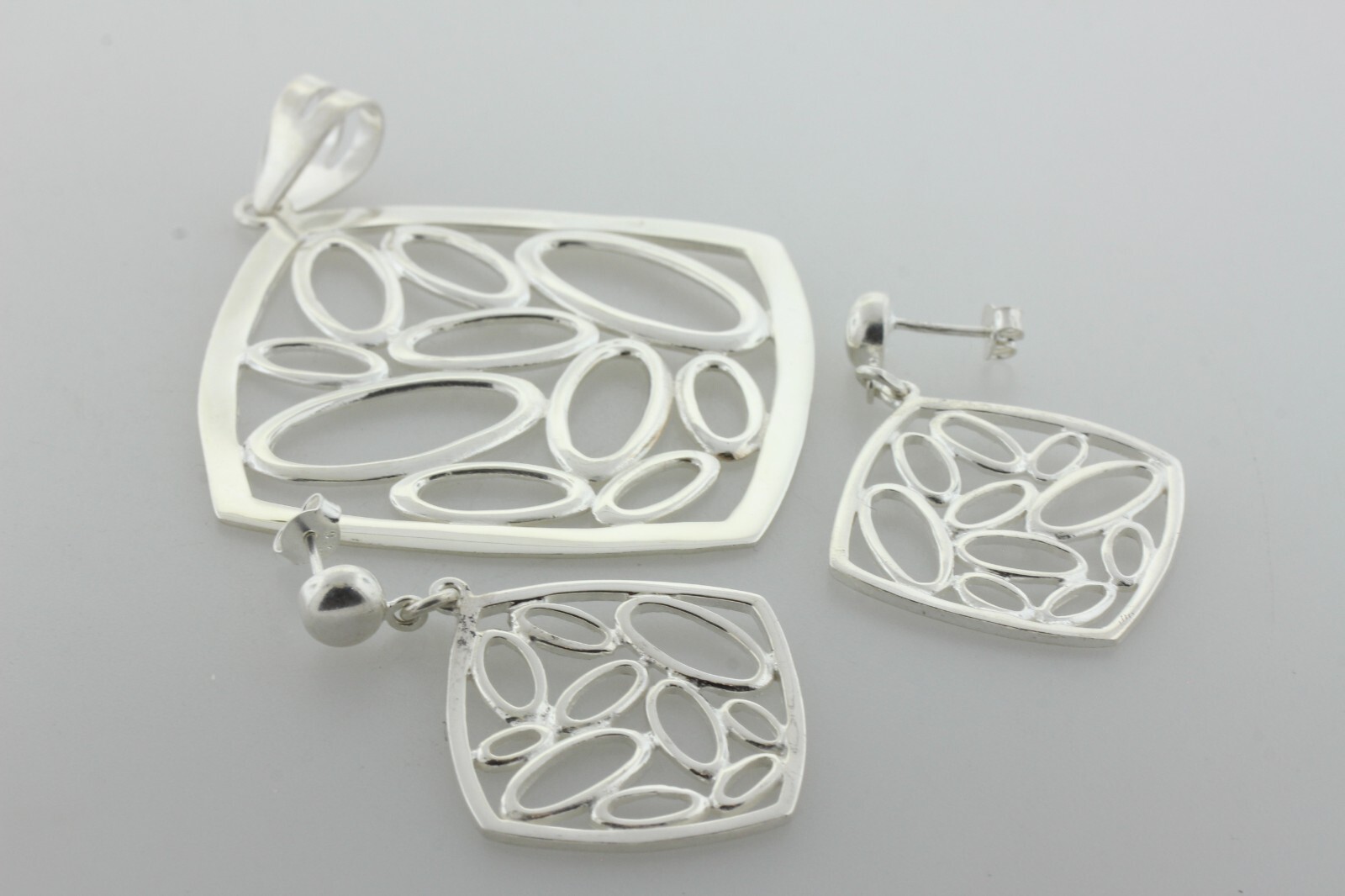 Sterling Silver 925 Abstract Multiple Ellipses In… - image 3