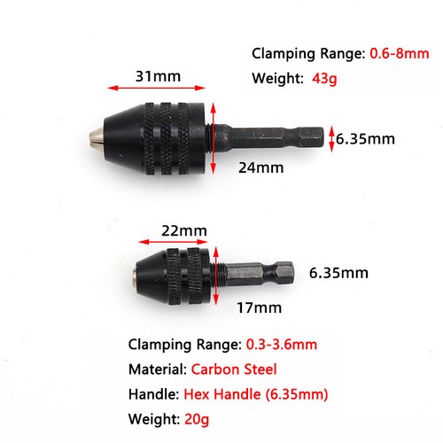 Keyless Drill Chuck Quick Change Hex / Round Shank For Dremel Electric Grinder - Picture 3 of 11