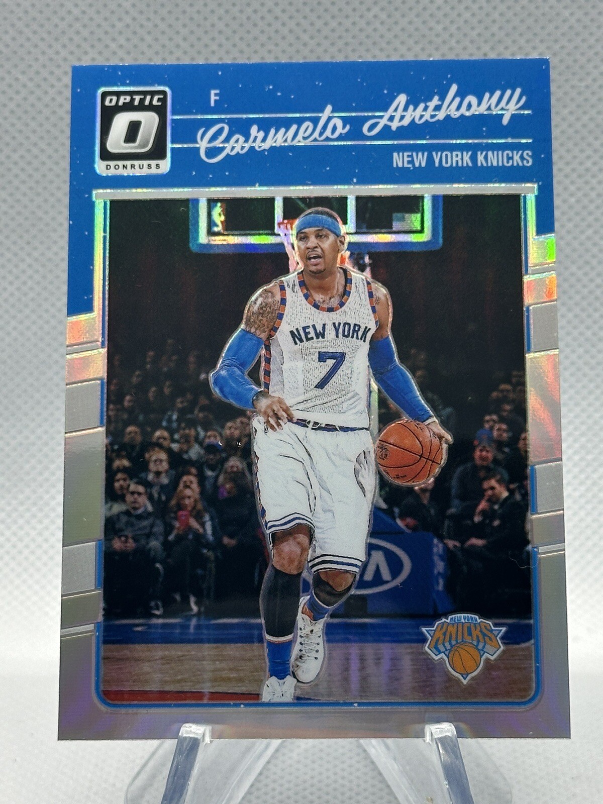 CARMELO ANTHONY 2016-17 PANINI DONRUSS OPTIC SILVER HOLO PRIZM CARD #59
