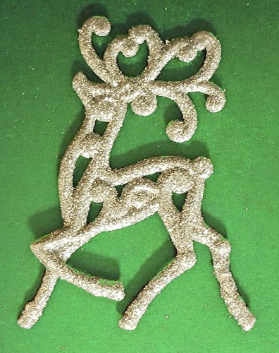 Reindeer Christmas Ornament Silver Glitter Unique Holiday Decoration Set of 5 - Picture 5 of 8