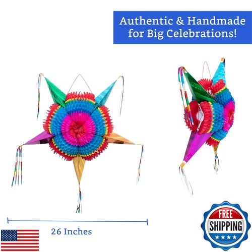 Mexican Piñata (Medium 26 inches) - Authentic Handmade Foldable Pinata for Bi - Picture 2 of 5