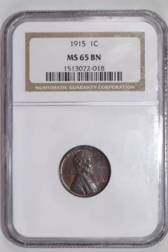 1915 LINCOLN WHEAT CENT NGC MS65 BN