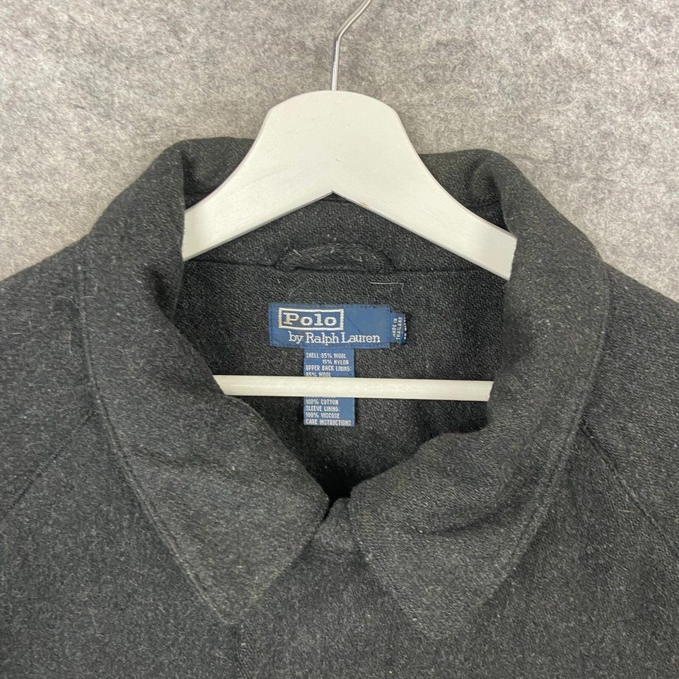 Chaqueta Ralph Lauren De Colección Para Hombre Extra Grande Gris Gabardina Lana Cuello Y2K Foto 4 de 4