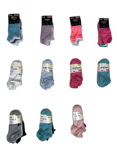 UNDER ARMOUR Youth-Womens ESSENTIAL/TRAINING/No-Show Socks 4-6 CT;4.5-7, 6-10-14 - Picture 1 of 29