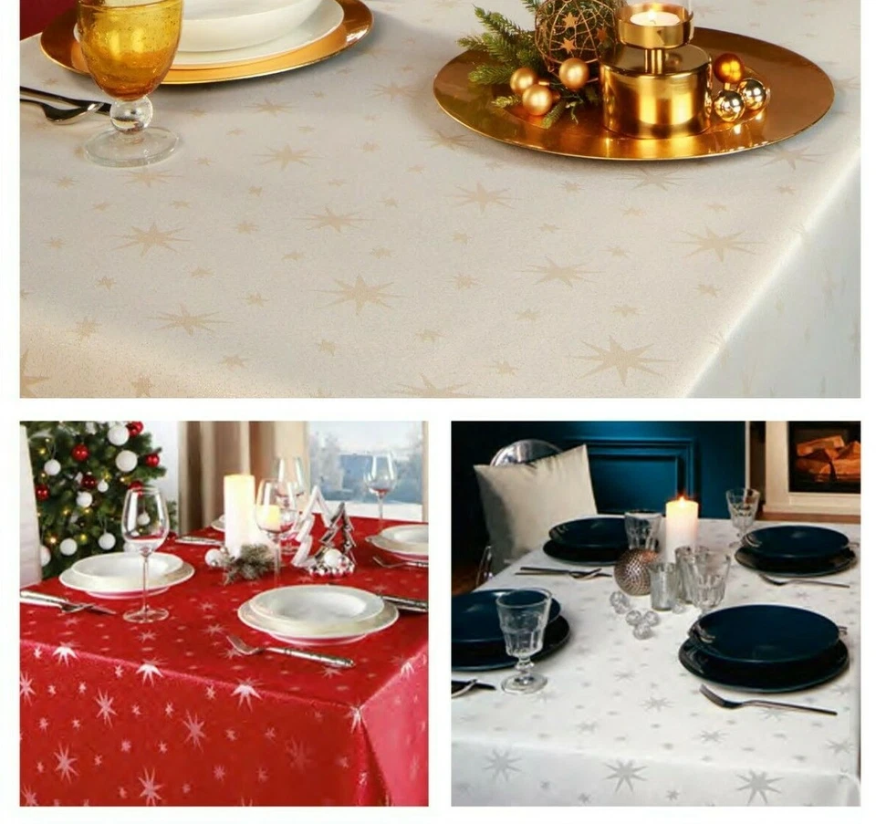 Lurex Tischdecke Weihnachten Sterne Rot Silber Gold Grün Weihnachtsdecke wählbar - Bild 2 von 2