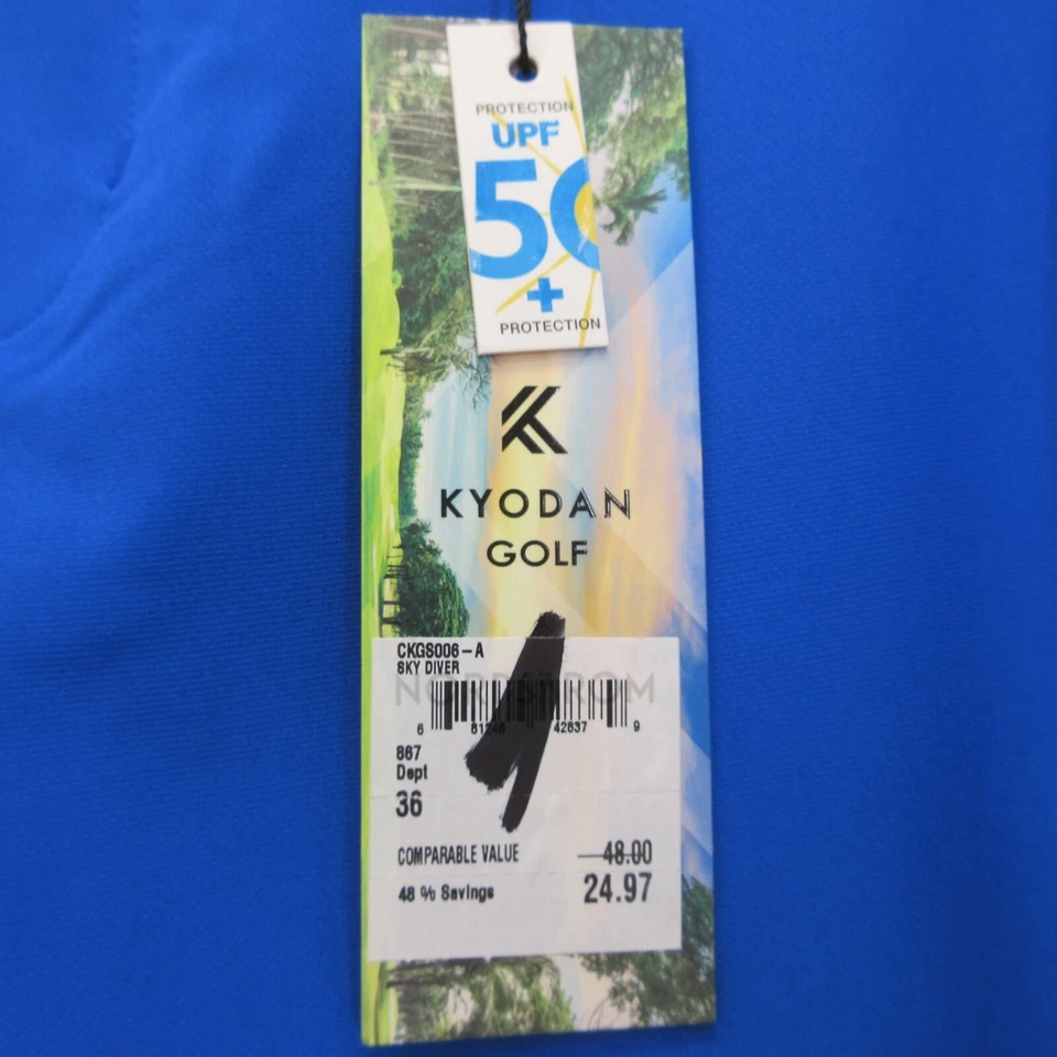 Мужские синие приталенные шорты Kyodan Golf размер 36 UPF50+ 4-сторонние эластичные No4895 - Изображение 4 из 4