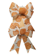 Crafter's Square Set of 2 Decorative Bows - New - Off White with Pumpkins