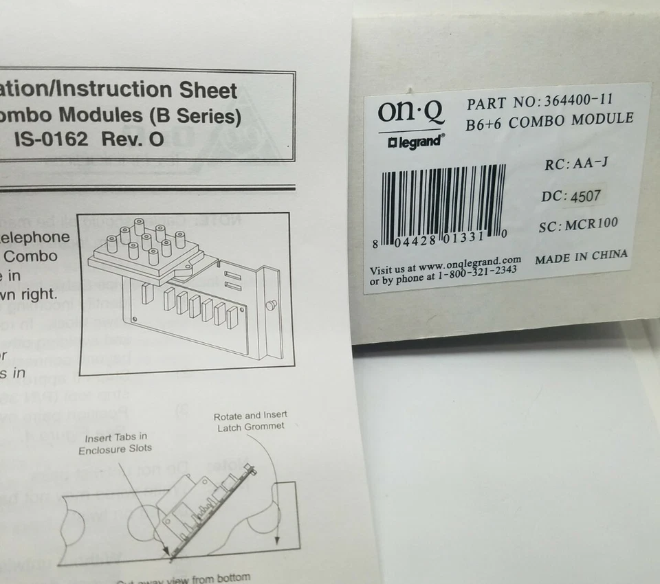 Nuevo módulo combinado On-Q Legrand 364400-11 B6+6 divisor de 6 vías señal de TV por cable RF Foto 3 de 3