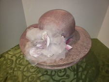 Lady  s Linen Straw Hat Spring and Summer Pinkish Easter Sunday Church