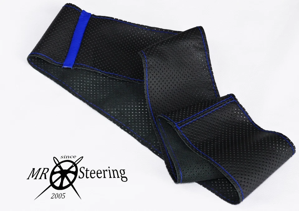 PARA MAZDA 6 MK1 2002-2007 CUBIERTA VOLANTE CUERO PERFORADO + CORREA R AZUL Foto 4 de 4