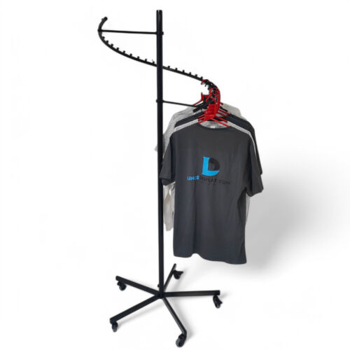 Black Spiral Clothing Rack–29 Hanger Slots & Compact Design With Castors - Picture 6 of 20