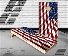 American Flag Wavy Cornhole Boards Bean Bag Toss Game