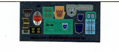 TRANSFORMERS GENERATION 1, G1 DECEPTICON BLUDGEON UPGRADE ETIKETTEN/AUFKLEBER