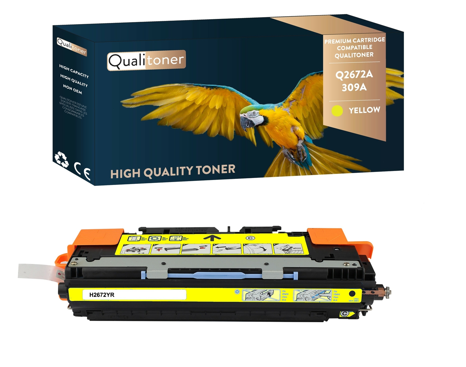 Toner HP Q2672A 309A jaune QUALITONER à haute capacité de 4000 pages pour des graphiques nets