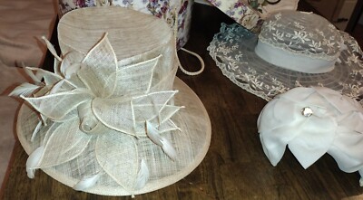 Vintage Women\'s Straw Hat Lot 4 Floral Church Easter Kentucky Derby Hats + Box Kentucky derby hats - Gem main image 4