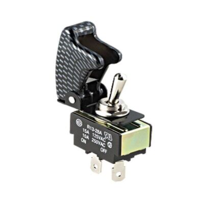 Racing Toggle Switch With Safety Cover Painted Carbon Fiber 12VDC 20A Universal