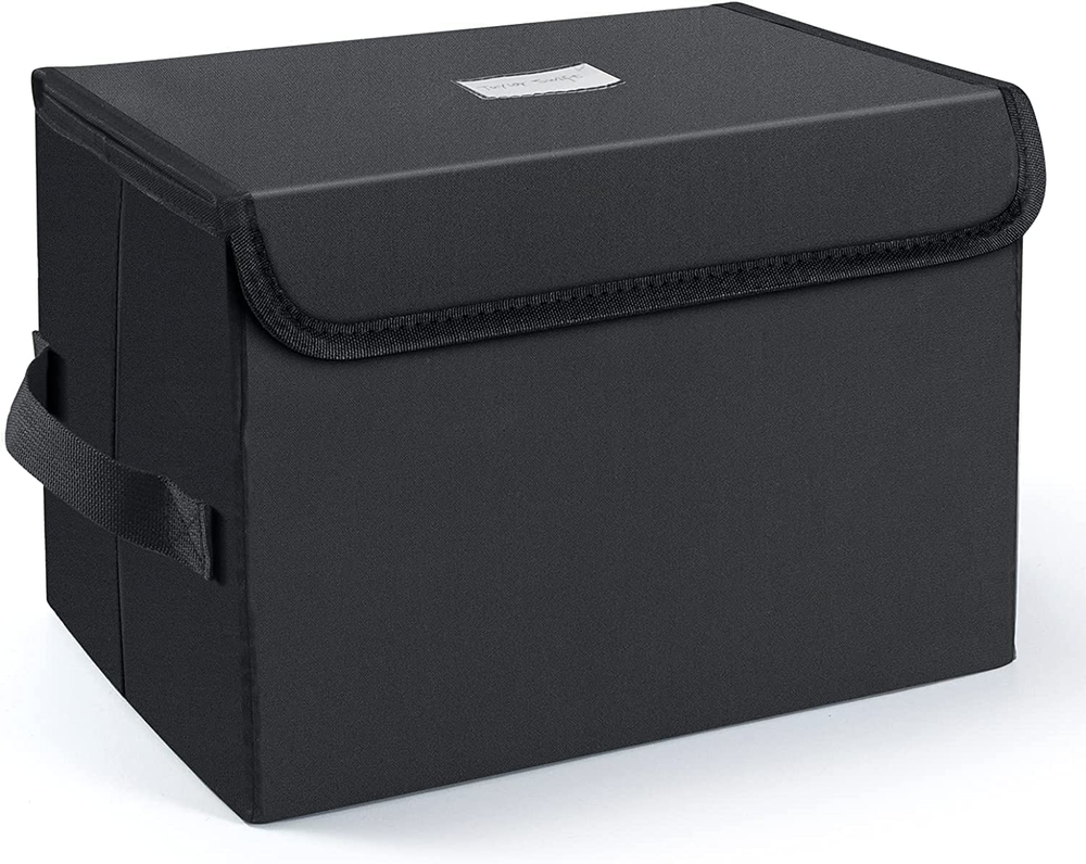 Vinyl Record Storage Box LP Organizer with Lid Holds Upto 60 Vinyl Albums black
