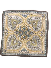 Envogue Pillow Cover 20  x 20  Gray Amber Teal Aqua Piping  Zip Closure