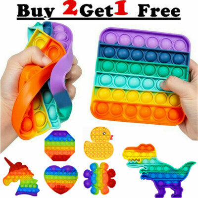 New Rainbow Push Pop Bubble It Sensory Fidget Toy Autism Stress Relief Game