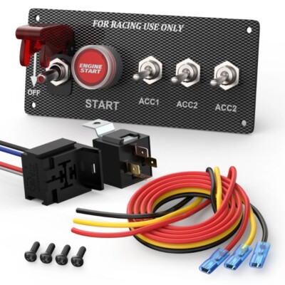 12V Racing Car Ignition Switch Panel Engine Start Stop Ignition Push Buttons LED