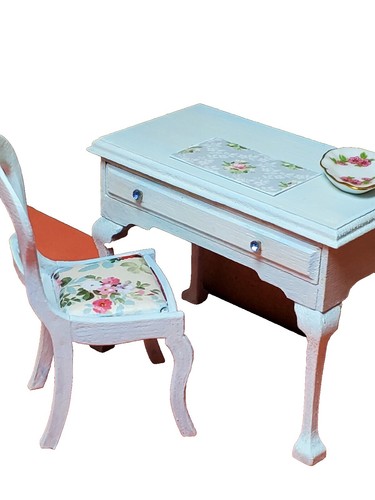 Antique Dollhouse Roll Top Desk, Vintage Dollhouse Miniature Roll