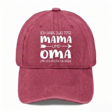 Classic Mama Und Oma Vintage Washed Baseball Cap, Retro German Grandma Mom Hat