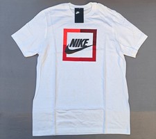 Nike T-shirt Size Large Men's Open Bloc White Graphic Logo Cotton Short Sleeve