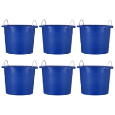 United Solutions 19 Gal Large Plastic Tub w/ Rope Handle, Red, 6 Pack (Used)