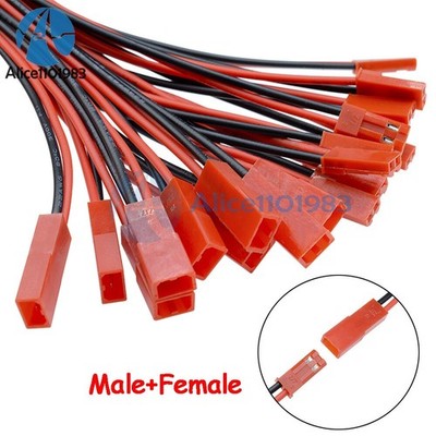 10Pairs 100mm   Connector Plug Cable Line Male+Female for RC BEC Lipo   *tn