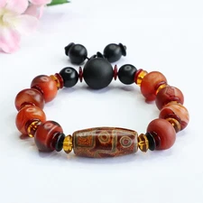 13mm九眼天珠手串磨砂老玛瑙手链复古