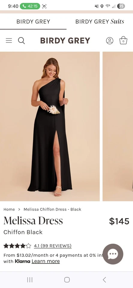 Vestido Melissa de Gasa - Negro XXL - Gris Pájaro Foto 2 de 4