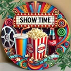Room Decor 1pc Retro Movie Theater Aluminum Tin Metal Signs, 8x8" Round Vintage