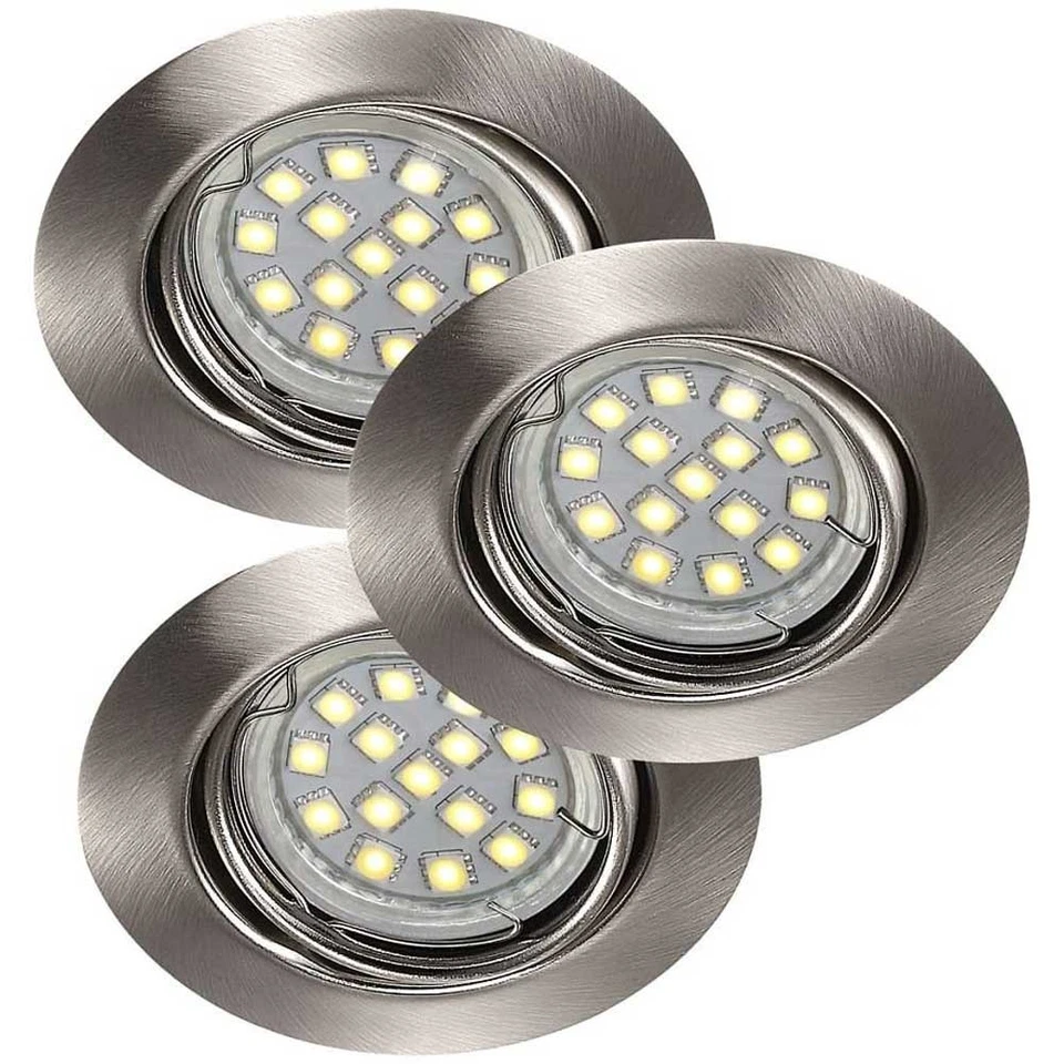 3 x Nordlux LED Einbauleuchten Triton Stahl gebürstet schwenkbar IP23 3x 3W GU10 - Bild 1 von 1
